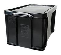 Really Useful Box Plastic Storage Box 84 L Black 44 x 71 x 38 cm