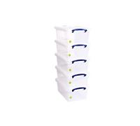 Really Useful Box PP (Polypropylene) Storage Box 10.2 L Transparent 26 x 40.5 x 16 cm Pack of 5