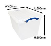 Really Useful Box PP (Polypropylene) Storage Box 56 L Transparent 40 x 60 x 35 cm Pack of 3