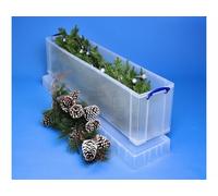 Really Useful 77L Plastic Storage Box and Lid Clip Lock Handles Clear