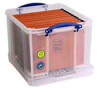 Really Useful Box Storage Box and 10 Free Suspension Files 35 L With Lid Transparent 39 x 48 x 31 cm Pack of 11