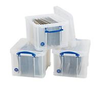 Really Useful Box Storage Box and Suspension File 35L Transparent 39 x 48 x 31 cm Pack of 3