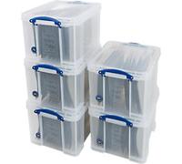 Really Useful Box Storage Box and Suspension File Transparent 35 L 390 x 480 x 310 mm Pack of 5