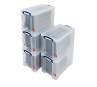 Really Useful BoxStorage Box and Suspension File 24L Transparent 27 x 46.5 x 29 cm Pack of 5