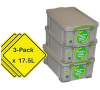 Really Useful Grey Recycled Storage Box | Storage Container 3 x 9L | Stackable