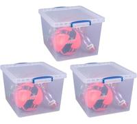 Really Useful Nestable Plastic Storage Box 33.5 Litre Clear (Pack of 3)