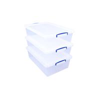 Really Useful Nestable Plastic Storage Box 43 Litre Clear (Pack of 3)