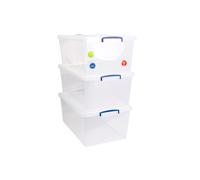 Really Useful Nestable Plastic Storage Box 62 Litre Clear (Pack of 3)