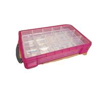 Really Useful Clear Plastic Organiser and Clear Boxes to Organiser, 16 x 0.14 Litre Storage Boxes in a Clear Plastic Organiser and Assorted Boxes