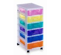 Really Useful Plastic Drawer Storage Unit 6X7 Litre Clear/Rainbow - Color: Clear/Rainbow