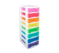 Really Useful Plastic Re-Usable Storage Boxes 8 x 7 Litre Clear Tower Rainbow Drawers (1 Set of Draws)