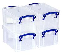 Really Useful Plastic Storage Box 0.7 Litre Clear (Pack of 4)