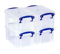 Really Useful Plastic Storage Box 0.7 Litre Clear (Pack of 4)