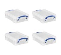 Really Useful Plastic Storage Box 1.75 Litre Clear (Pack of 4)