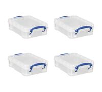 Really Useful Plastic Storage Box 1.75 Litre Clear (Pack of 4)
