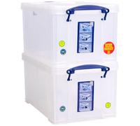 Really Useful Plastic Storage Box 14 Litre CLEAR OPEN Front Pack of 2