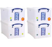 Really Useful Plastic Storage Box 14 Litre CLEAR OPEN Front Pack of 4