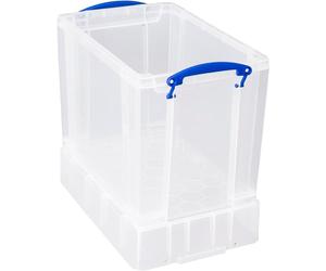 """Really Useful Plastic Storage Box 19 Litre with XL Lid Clear - Secure, Transparent, and Stackable Storage Solution for 12"""" Files (?39.5 x 33 x 25.5 cm)"""