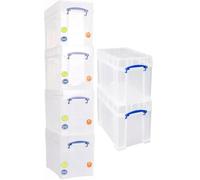 Really Useful Plastic Storage Box 19 Litre XL Lid CLEAR Pack of 6