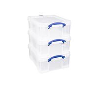 Really Useful Plastic Storage Box 21L Clear Pack of 3