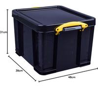 Really Useful Box Plastic Storage 35 Litre Solid Black with Yellow Handles