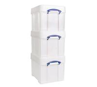 Really Useful Plastic Storage Box 35XL Extra Strong White Pack of 3