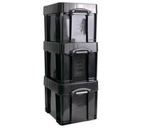 Really Useful Plastic Storage Box 35XL Solid Black pack of 3