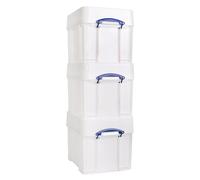 Really Useful Plastic Storage Box 35XXL Extra Strong White Pack of 3