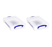 Really Useful Plastic Storage Box 4 Litre Clear with Office Tray (Pack of 2)