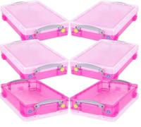 Really Useful Plastic Storage Box 4 Litre Transparent Pink Pack of 6