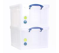 Really Useful Plastic Storage Box 42L Clear (Pack of 2)
