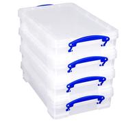 Really Useful Plastic Storage Box 4L Clear (Pack of 4)