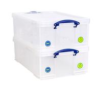 Really Useful Plastic Storage Box 50L Clear (Pack of 2)