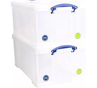 Really Useful Plastic Storage Box 64 Litre CLEAR Pack of 2