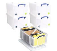 Really Useful Plastic Storage Box 64 Litre CLEAR Pack of 5