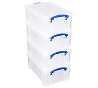 Really Useful Plastic Storage Box 9L Clear (Pack of 4)