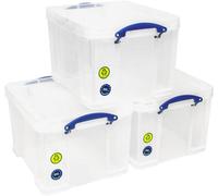 Really Useful Plastic Storage Box Bonus Pack 3x35 Litre Clear