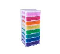 Really Useful Plastic Storage Box Storage Tower 8x9.5 Litre Clear Frame with Rainbow Drawers