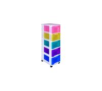 Really Useful Plastic Storage Unit 5 X 12 Litre Drawer - Color: Clear/Rainbow