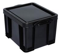 Black Plastic Storage Box with Lid and handles Stackable Home Office 35 L