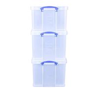 Really Useful Box Plastic Storage (Bonus Pack of 3) 2 x 84 Litre + 1 x 64 Litre Clear