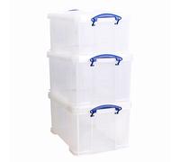 Really Useful Box Plastic Storage 48 Litre Clear (Pack Of 3)