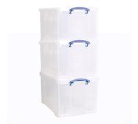 Really Useful Plastic Storage Box 84L Clear Pack Of 3
