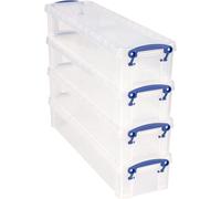 Really Useful Storage Box 1.5 Litre Strong ,Clear Plastic (Ruler Box) 4 Pack