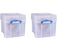Really Useful Storage Box 35L with Xtra Large Lid , Pack of 2 - Clear