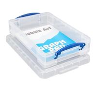 Really Useful Storage Box 4L - Suggested Uses: A4 Paper (1 Ream) - Dimensions: External: L395 X W255 X D88mm, Internal: L348 X W220 X D68mm - Weight: 700g