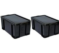 Really Useful Storage Box 84 Litre Solid Black pack of 2