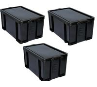 Really Useful Storage Box 84 Litre Solid Black PACK OF 3