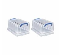 Really Useful Storage Box 9 Litre Pack of 2, Clear