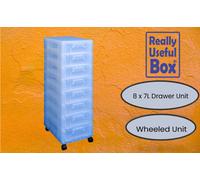 Really Useful Storage Boxes 8 x 7 Litre Clear Tower Clear Drawers